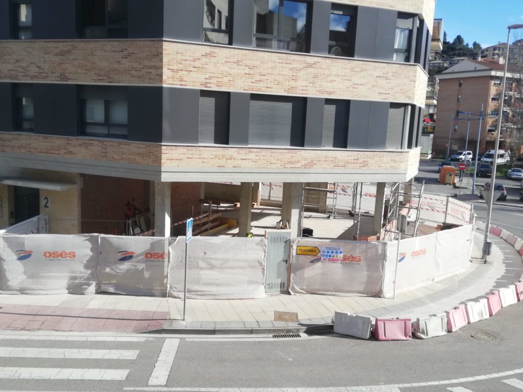 Foto de las obras de la nueva sede de Mutua Navarra en Estella