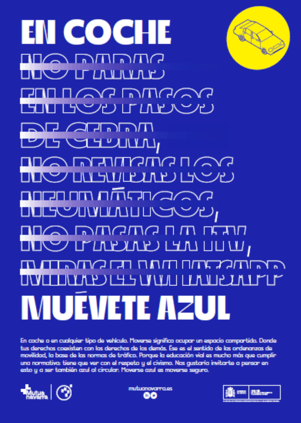 Foto de un cartel donde se incluyen recomendaciones para los usuarios de coche para "moverse azúl"