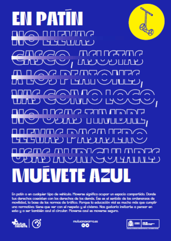Foto de un cartel donde se incluyen recomendaciones para los usuarios de patinete para "moverse azúl"